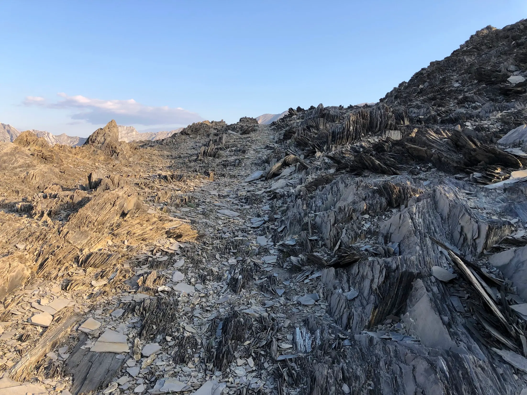 Interesting landscapes. The rock here was thin and fragile. You could flip through the rocks like a deck of cards.